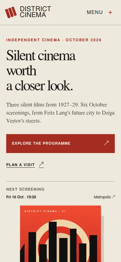 District Cinema: first screen on a phone